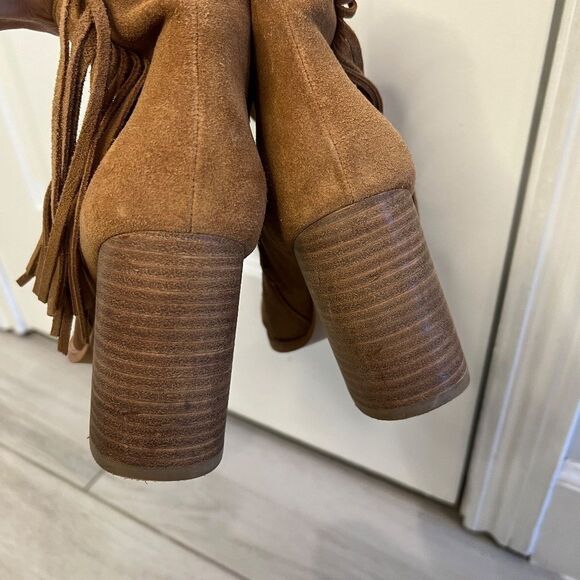Arturo Chiang Reiden Fringe Ankle Boot, Brown Suede Size 8.5 - Picture 7 of 10